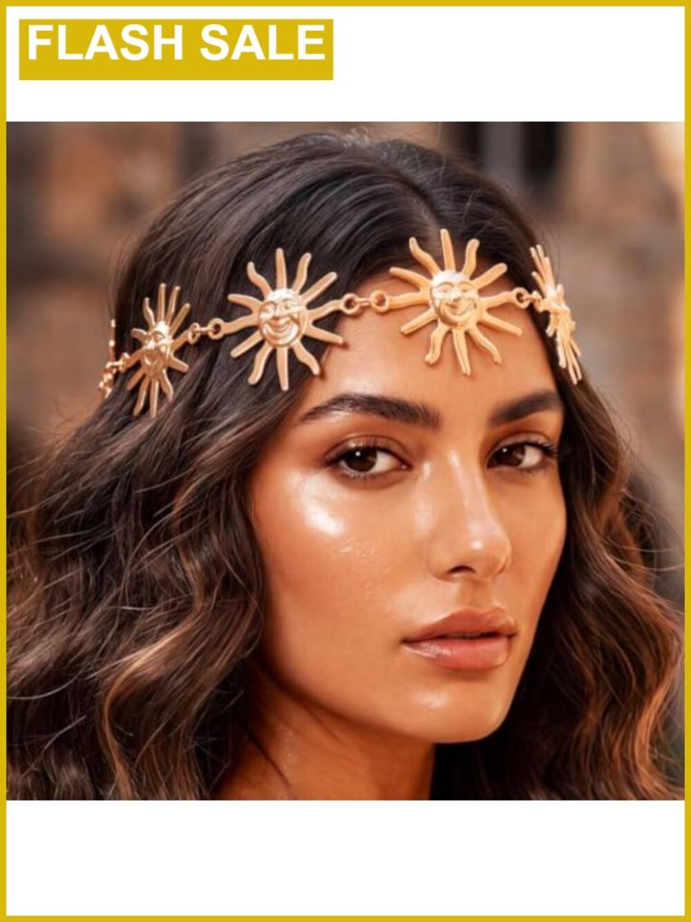 Gold Alloy Head Chain Forehead Headband Egyptian Cleopatra Sun Festival